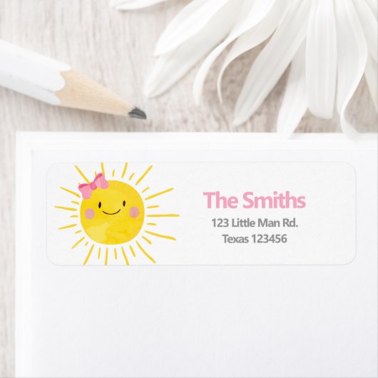 Little Sunshine Pink Girl Bow Return Label (Insitu)