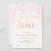 Little Sunshine Pink Gold 1e Verjaardag Kaart (Voorkant)