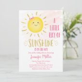 Little Sunshine Pink & Gold Baby shower Kaart (Staand voorkant)