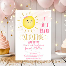 Little Sunshine Pink & Gold Baby shower Kaart