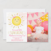 Little Sunshine Pink & Gold Birthday Kaart (Voorkant)