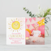 Little Sunshine Pink & Gold Birthday Kaart (Staand voorkant)