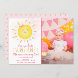 Little Sunshine Pink & Gold Birthday Kaart