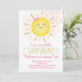 Little Sunshine Pink & Gold Birthday Kaart (Staand voorkant)