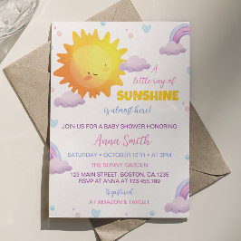 Little Sunshine Rainbow Baby shower Invitation Kaart
