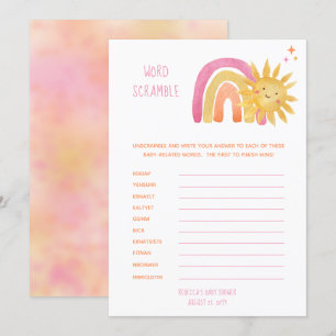 Little Sunshine  Rainbow Baby shower Word Scramble Kaart