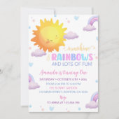 Little Sunshine Regenboog 1e Verjaardag uitnodigin Kaart (Voorkant)