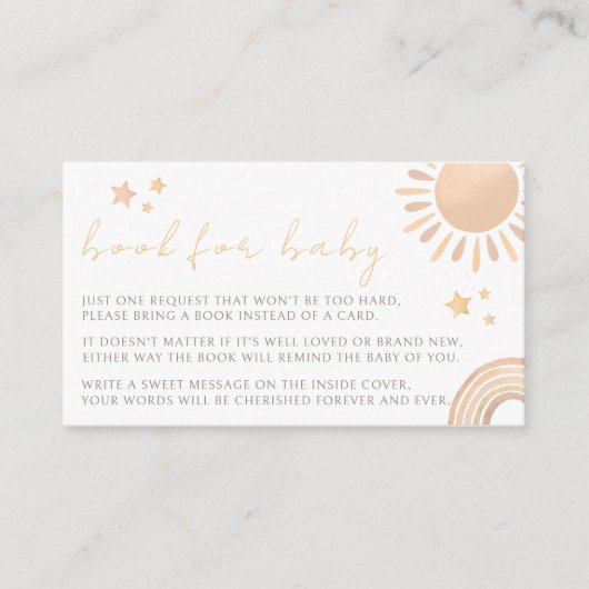 Little Sunshine regenboog Zonneboek voor baby show Informatiekaartje (Voorkant)