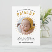 Little Sunshine Retro Foto Collage Geboorte Aankondiging (Staand voorkant)