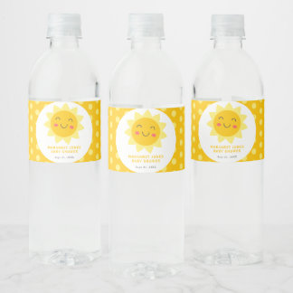 Little Sunshine Schattig lachende zon Baby shower Waterfles Etiket