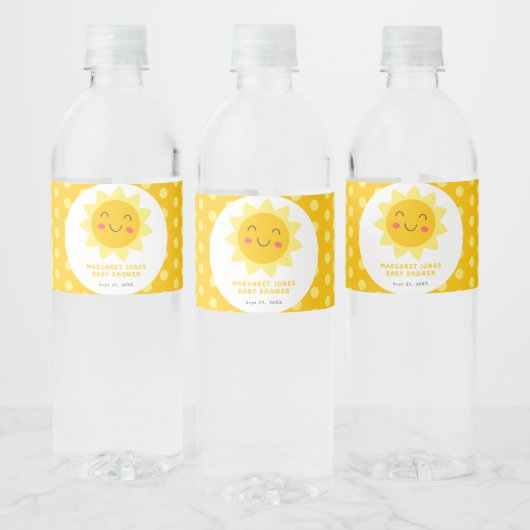 Little Sunshine Schattig lachende zon Baby shower Waterfles Etiket (Flessen)
