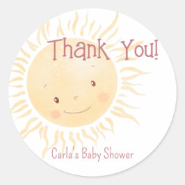 Little Sunshine Theme Bedankt Ronde Sticker