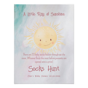 Little Sunshine Theme Shower Sock Hunt Perfect Poster