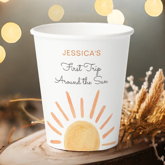 Little Sunshine Trip Rond de zon 1e verjaardag Papieren Bekers