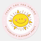 Little Sunshine Verjaardag Bedankt voor je komst Ronde Sticker (Voorkant)