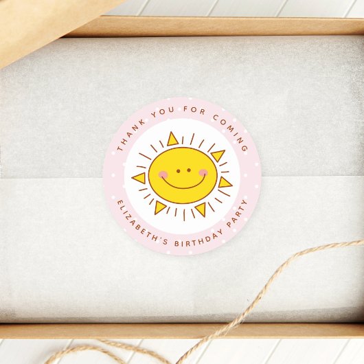 Little Sunshine Verjaardag Bedankt voor je komst Ronde Sticker