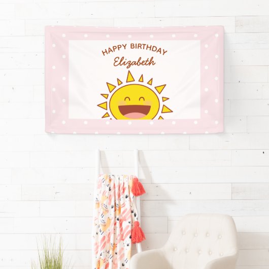 Little Sunshine Verjaardag Happy Birthday Party Spandoek (Insitu)