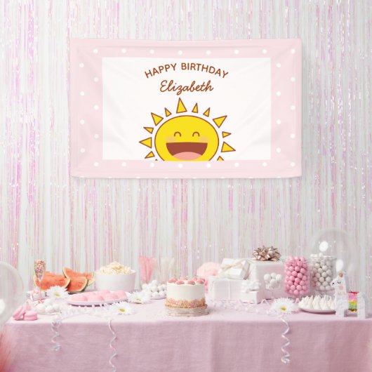 Little Sunshine Verjaardag Happy Birthday Party Spandoek (Feest)