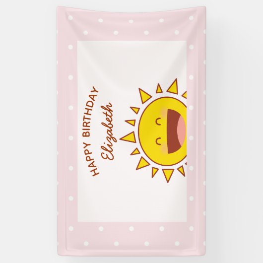 Little Sunshine Verjaardag Happy Birthday Party Spandoek (Verticaal)