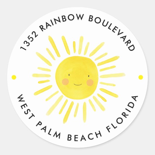 Little Sunshine Verjaardag Kinder retouradres Ronde Sticker (Voorkant)