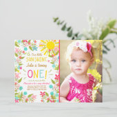 Little Sunshine Verjaardagsfeestje Uitnodiging Blo (Staand voorkant)