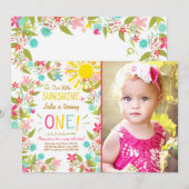 Little Sunshine Verjaardagsfeestje Uitnodiging Blo (Voorkant / Achterkant)