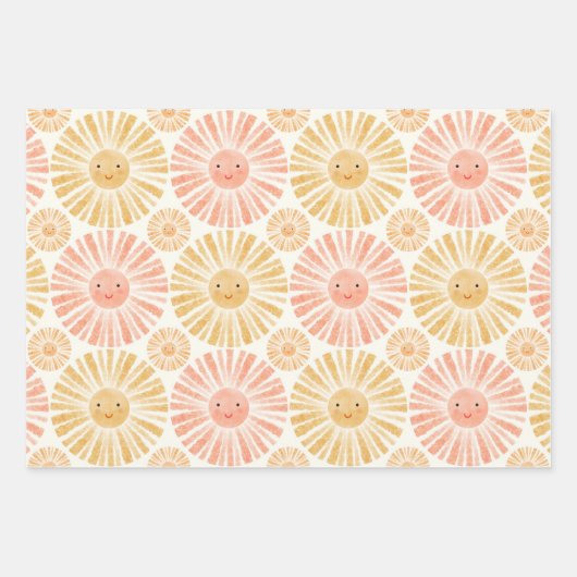 Little Sunshine Waterverf Pattern Inpakpapier Vel (Voorkant 2)