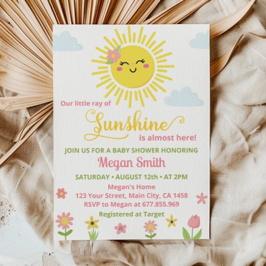 Little Sunshine Wildflower Baby shower Invitation Kaart