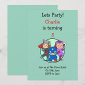 Little Super Helden feest uitnodiging (Voorkant / Achterkant)
