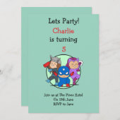 Little Super Heroes Party Uitnodiging (Voorkant / Achterkant)