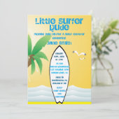 Little Surfer Dude Baby shower Uitnodigen Kaart (Staand voorkant)