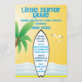 Little Surfer Dude Baby shower Uitnodigen Kaart