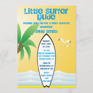 Little Surfer Dude Baby shower Uitnodigen Kaart