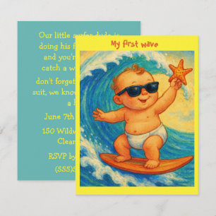 Little Surfer Dude Feestje Digitale Download  Kaart