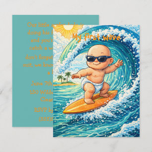 Little Surfer Dude Feestje Digitale Download  Kaart