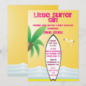 Little Surfer Girl Baby shower Uitnodigen Kaart (Voorkant / Achterkant)