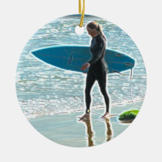 Little Surfer Girl Keramisch Ornament (Voorkant)