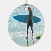 Little Surfer Girl Keramisch Ornament (Links)