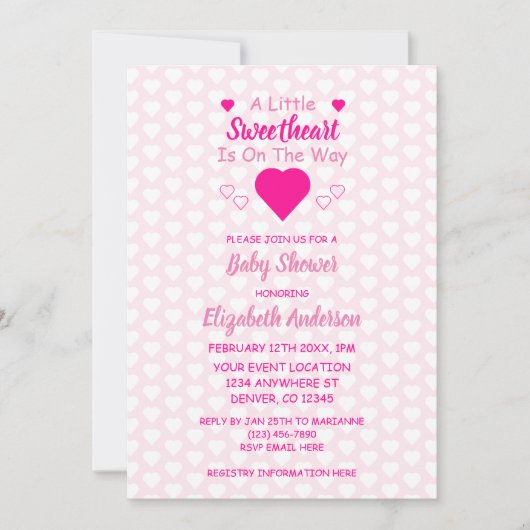 Little Sweeite Baby shower Invitation Kaart (Voorkant)
