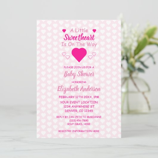 Little Sweeite Baby shower Invitation Kaart (Staand voorkant)