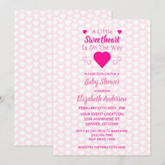 Little Sweeite Baby shower Invitation Kaart (Voorkant / Achterkant)