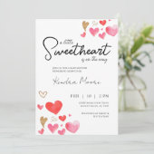 Little Sweeite Baby shower Invitation Kaart (Staand voorkant)