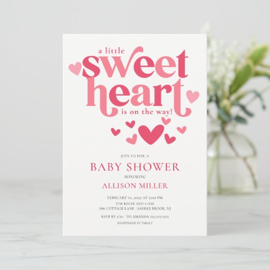 Little Sweeite Baby shower Invitation Kaart (Staand voorkant)
