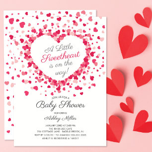Little Sweeite Hearts Baby shower Invitation Kaart