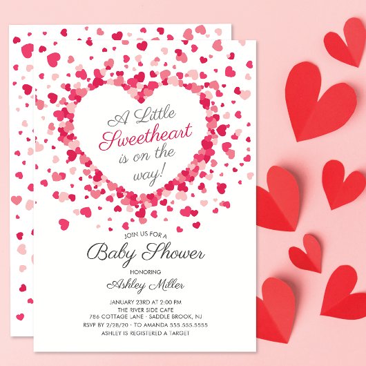 Little Sweeite Hearts Baby shower Invitation Kaart