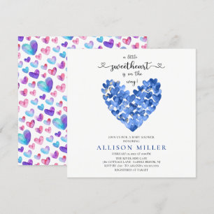 Little Sweeite Hearts Boys Baby shower Invitati Kaart