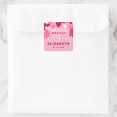Little Sweet Heart Pink Birthday Bedankt Vierkante Sticker (Tas)