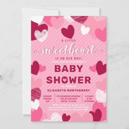 Little Sweet Heart Pink Valentijn Baby shower Kaart (Voorkant)