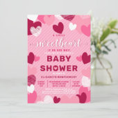 Little Sweet Heart Pink Valentijn Baby shower Kaart (Staand voorkant)