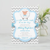 Little Sweet Lamb Boy Baby shower Invitation Kaart (Staand voorkant)